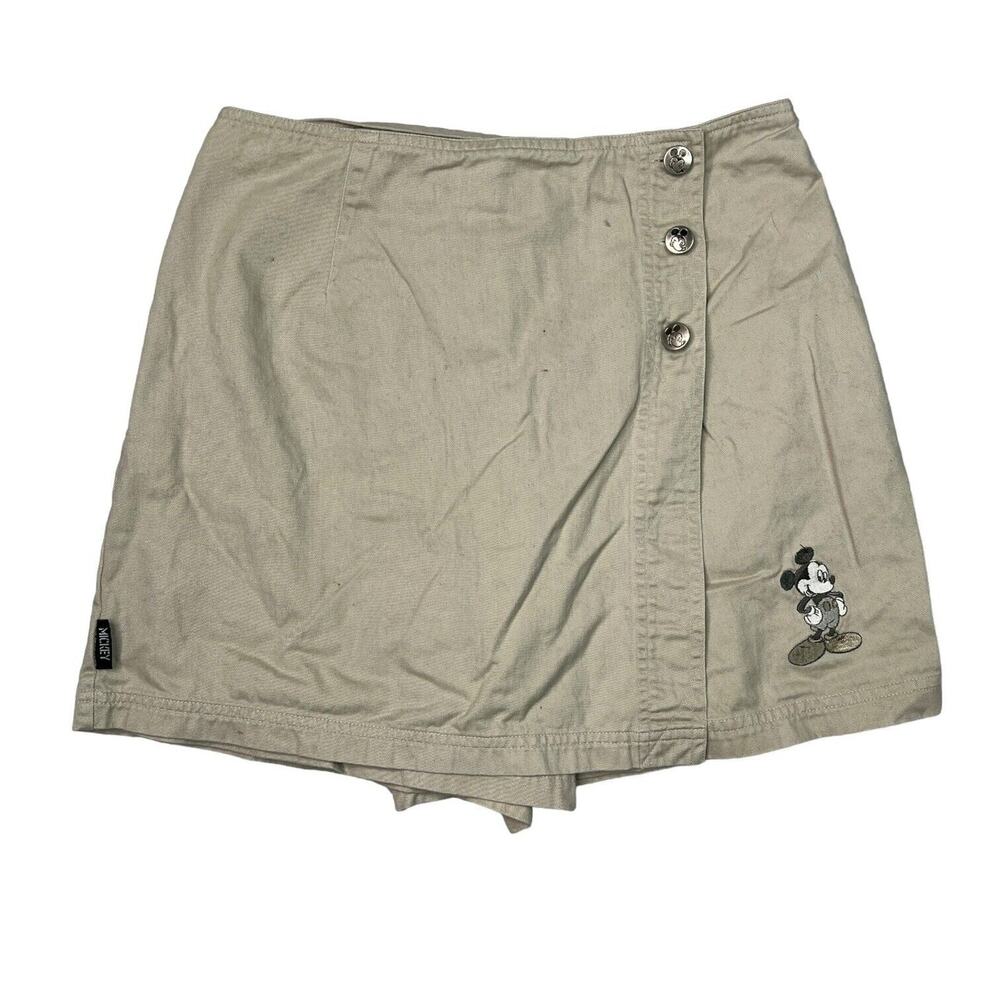 Disney Vintage 90s Embroidered Mickey Mouse Skort Skirt Khaki Tan Size 5